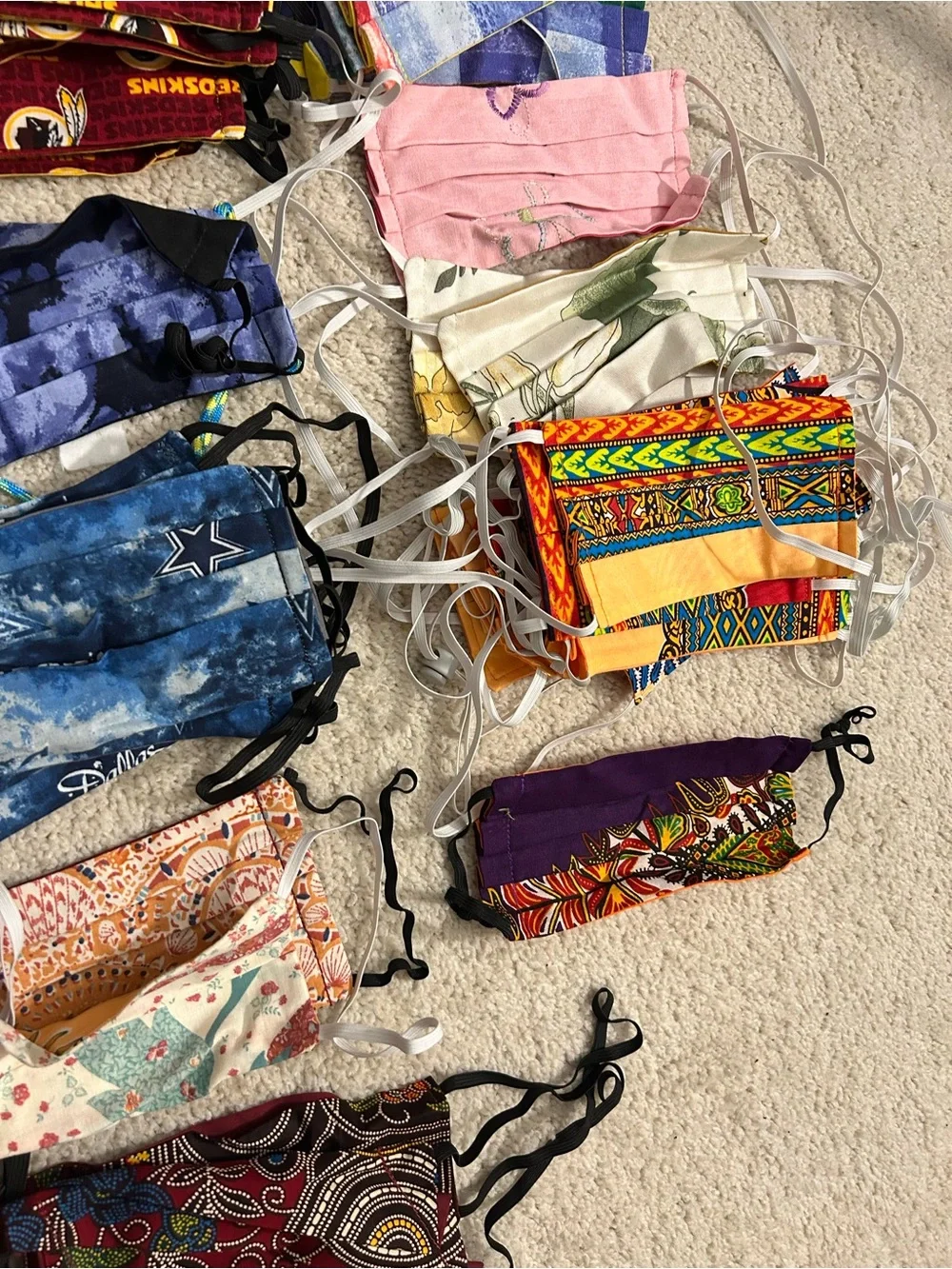 Reversible and adjustable sports and other pattern Face Mask Bundle over 100